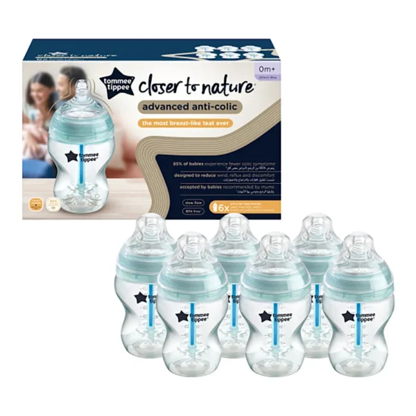 Tommee Tippee Closer To Nature 6 Pack (260ml) Anti-colic Baby Bottles