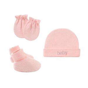 Baby Newborn Cozy Winter Hat Socks Gloves Set for Infants- Pink