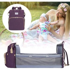 3 in 1 Diaper Bag Backpack with Foldable Crib, Portable Mummy Sleeping Bag