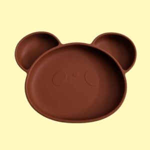 Silicon Suction Plate Weaning Baby Bowl Food Feeding Dish- Dark Brown