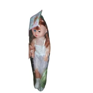 Lovely Baby Doll In White Dress With Straw Hat For Kids- White