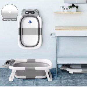 Portable Baby Foldable Bathtub 2in1-white/grey