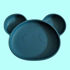 Silicon Suction Plate Weaning Baby Bowl Food Feeding Dish- Dark Green