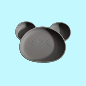 Silicon Suction Plate Weaning Baby Bowl Food Feeding Dish- Grey